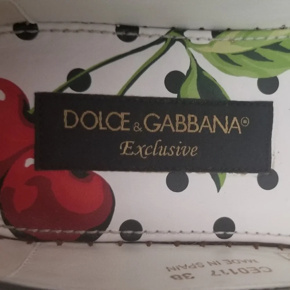 RARE EXCLUSIVE DOLCE & GABBANA CHERRY POLKA DOT EMBELLISHED ESPADRILLES FLATS